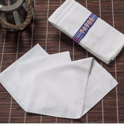 Hepsine Rakip 12 li El Cep Beyaz Kumaş Mendil 39x39 cm Pamuklu YM Beyaz