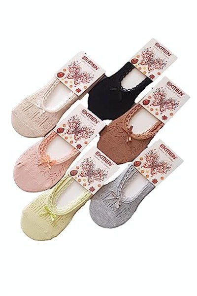hepsine rakip 6lı Kadın Örgü Babet Çorap Yazlık Terletmez Pamuklu Karışık Soft (Karışık, 35-40)