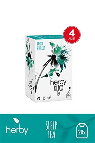 Herby Detox Tea Diyete Destek Detoks Bitki Çayı, 4lü Paket
