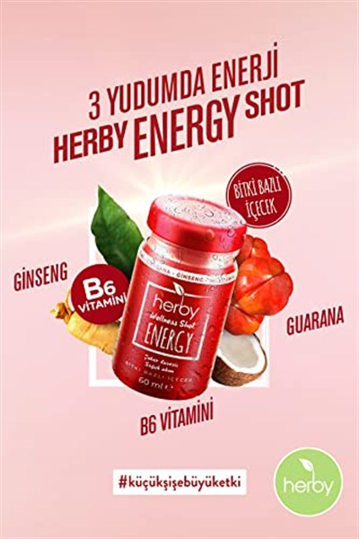 Herby Energy Shot 12li Paket Enerji Desteği Bitki Bazlı İçecek (12 x 60ml)
