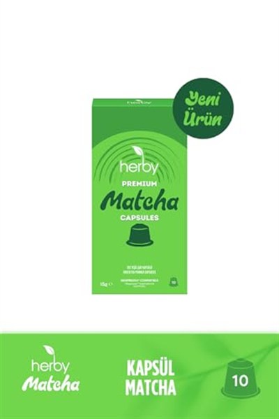 Herby Premium Matcha Kapsül - Nespresso Uyumlu, Sade, 10lu Paket
