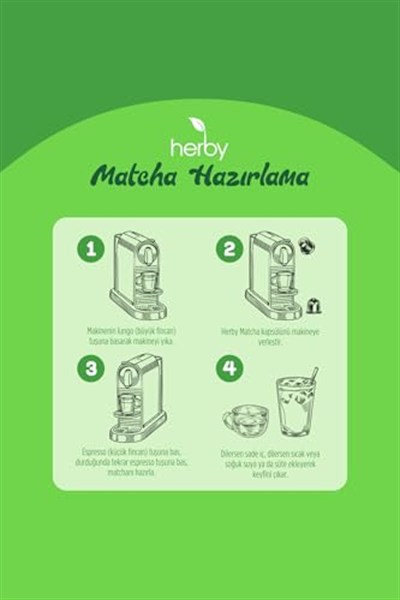 Herby Premium Matcha Kapsül - Nespresso Uyumlu, Sade, 10lu Paket