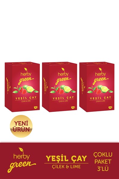 Herby Yeşil Çay Çilek ve Lime 3lü paket