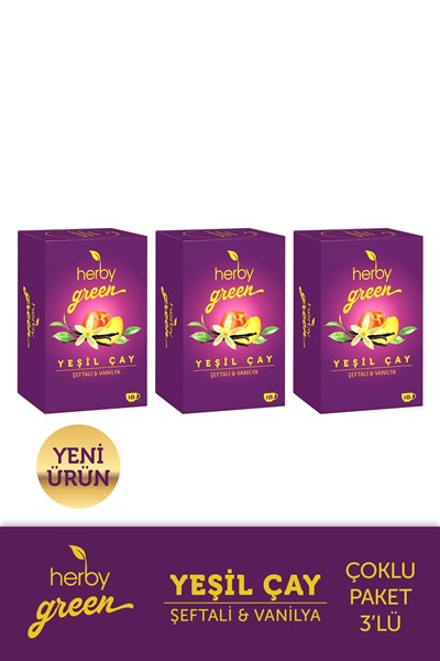 Herby Yeşil Çay Şeftali ve Vanilya 3lü paket