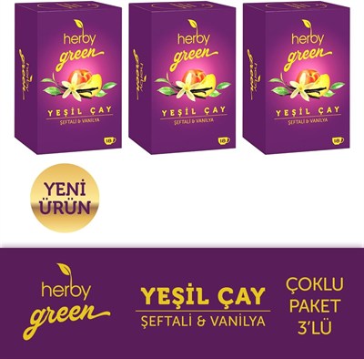 Herby Yeşil Çay Şeftali ve Vanilya 3lü paket