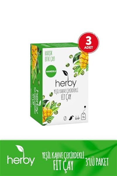 Herby Yeşil Kahve Çekirdekli Fit Çay, 3lü Paket