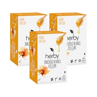 Herby Zencefilli Ballı Kış Çayı, 3lü Paket