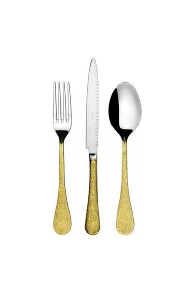 HERDMAR Betty Yarı Gold 87 Parça Çatal Kaşık Bıçak Takımı, 12 Kişilik, Çelik