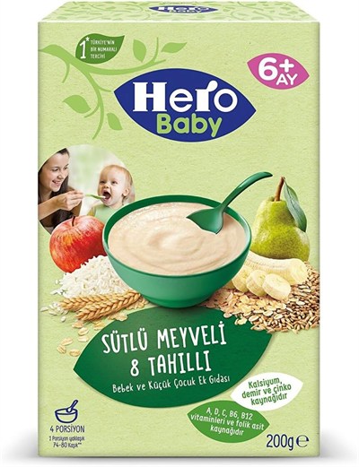 Hero Baby Sütlü Meyveli 8 Tahıllı Kaşık Maması 200 Gr