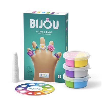 HEY CLAY Çiçek Yüzükler - Çocuklar için Hava ile Kuruyan Kil - 6 Kutu Kil Seti ve Şekillendirme Aletleri ile Eğlenceli ve Etkileşimli Talimatlar Uygulaması