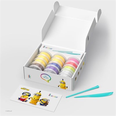 HEY CLAY Çılgın Hırsız Minyonlar 15 Kutulu Set - Çocuklar için Hava ile Kuruyan, Renkli ve Şekil Alan 15 Kutulu Kil Seti - Şekillendirme Aletleri ile Eğlenceli ve Etkileşimli Talimatlar Uygulaması