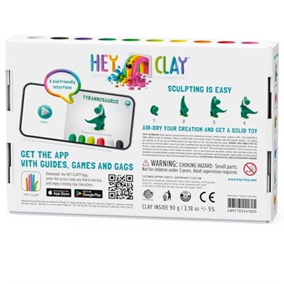 HEY CLAY - Dinozorlar Seti: Pterodactylus, Triceratops, Tyrannosaurus - Yaratıcı Modelleme Hava-Kuru Kil Çocuklar için 6 Kutu