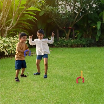 HEY! PLAY! Dış ve İç Mekan Oyunları için Kauçuk At Nalı Oyun Seti - Playden Bagaj Kapısı, Kamp, Arka Bahçe ve İç Mekan Eğlencesi için Mükemmel! Siyah, 30 x 30 cm