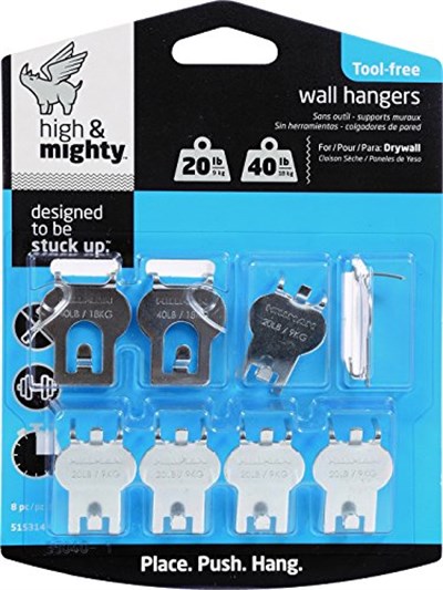HIGH & MIGHTY 515314 Resim Değer Paketi Kolay Alet İçermeyen Kuru Duvar Sanatı Askıları, Sanat Çalışmaları, Fotoğraflar ve Aynalar, Gümüş, Tek Boyut