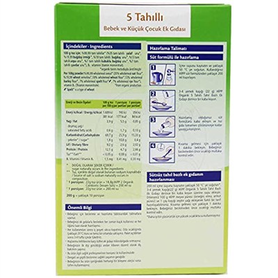 HiPP Organik 5 Tahıllı Tahıl Bazlı Ek Gıda 200 gr
