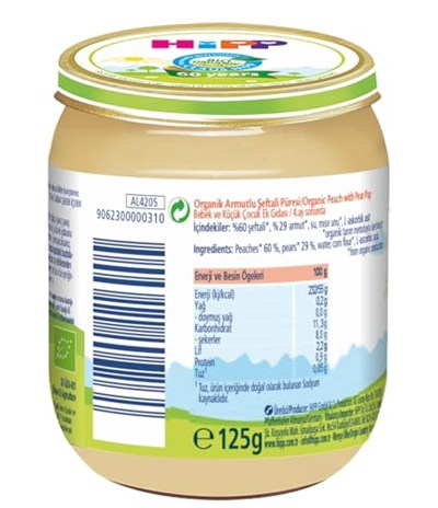 HiPP Organik Armutlu Şeftali Püresi 125 gr