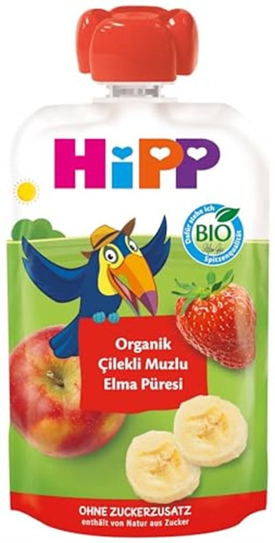 HiPP Organik Çilekli Muzlu Elma Püresi 100 gr