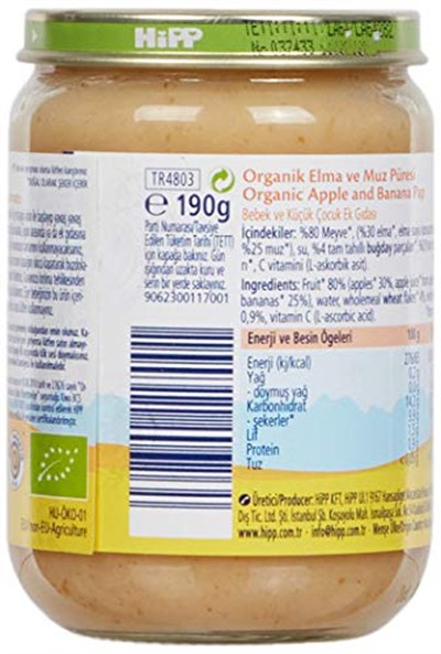 Hipp Organik Elma Ve Muz Püresi 190 Gr 1 Paket(1 X 190 G) 3lü paket