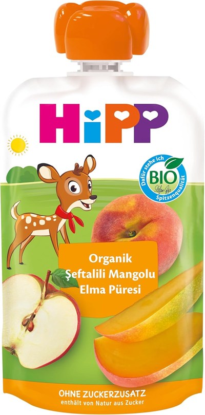 HiPP Organik Şeftalili Mangolu Elma Püresi 100 gr