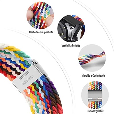 Hızlı Bırakma Kayışı 20 mm 22 mm, Zarif ve Rahat Elastik Nefes Kayışları Paslanmaz Çelik Ayarlanabilir Toka Smartwatch ve Saatler için (20 mm)