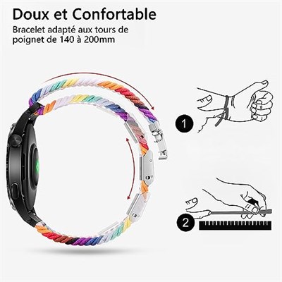 Hızlı Bırakma Kayışı 20 mm 22 mm, Zarif ve Rahat Elastik Nefes Kayışları Paslanmaz Çelik Ayarlanabilir Toka Smartwatch ve Saatler için (20 mm)