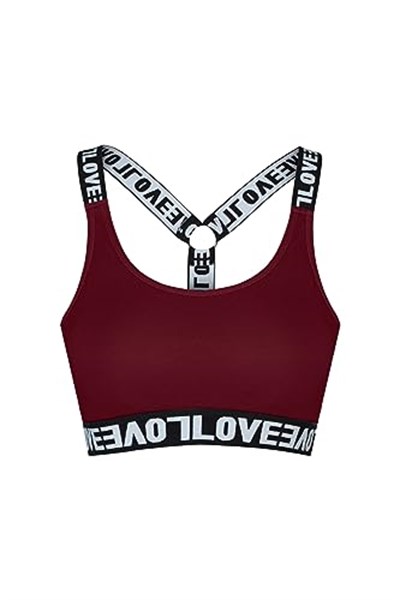 HNX Pamuklu Çıkarılabilir Kaplı LOVE Lastik Halka Detaylı Çapraz Askı Kadın Büstiyer