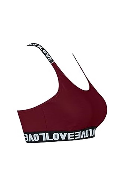 HNX Pamuklu Çıkarılabilir Kaplı LOVE Lastik Halka Detaylı Çapraz Askı Kadın Büstiyer