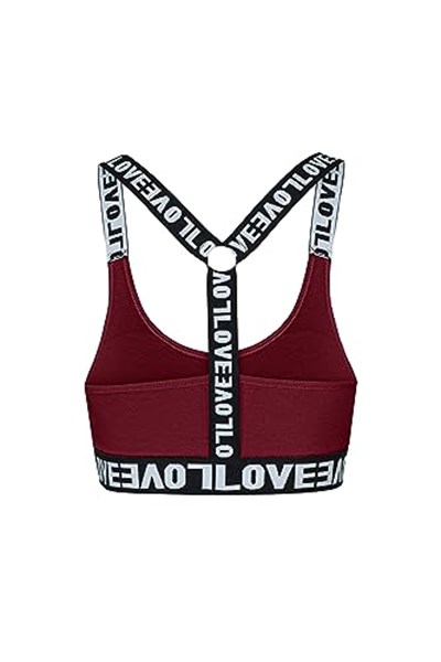 HNX Pamuklu Çıkarılabilir Kaplı LOVE Lastik Halka Detaylı Çapraz Askı Kadın Büstiyer