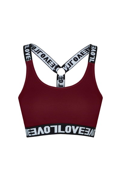 HNX Pamuklu Çıkarılabilir Kaplı LOVE Lastik Halka Detaylı Çapraz Askı Kadın Büstiyer