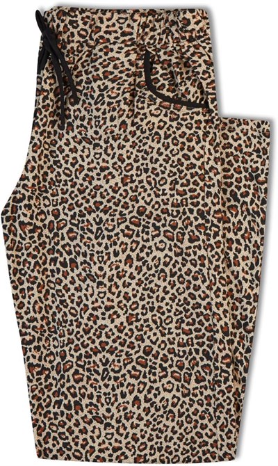 HNX Pamuklu Leopar Desen Kadın Pijama Alt Leopar Sarı hnxNM5670