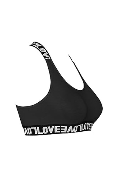 HNX Pamuklu LOVE Lastik Çapraz Askılı Pedli Kadın Büstiyer L hnxNM593