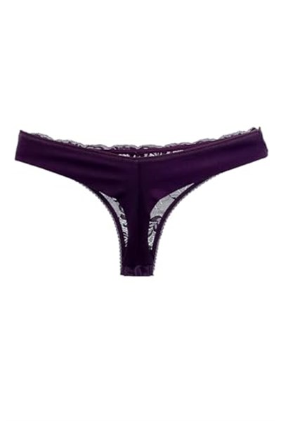 HNX UNDERWEAR 2li Önü Dantel Arkası Çift Kat Pamuklu Tanga Kadın Külot Pudra Mor XL hnxNM7601