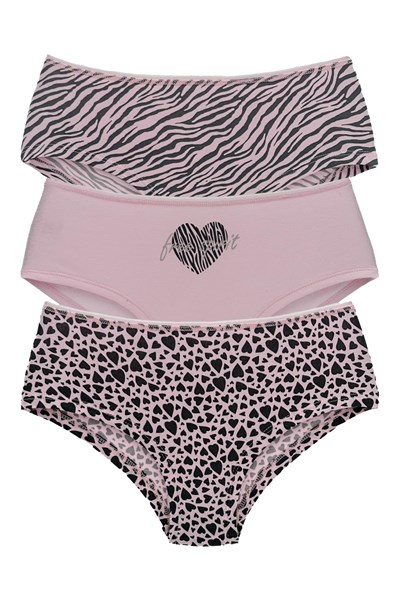 HNX UNDERWEAR 3lü Hipster Kadın Külot Pembe Gri XL hnxNM981