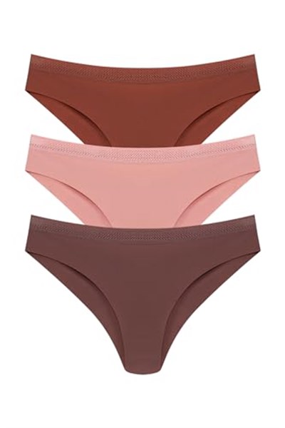HNX UNDERWEAR 3lü Micro Lazer Kesim Petek Lastik Hayalet Brazil Kadın Külot Siyah-Beyaz-Mor M hnxNM3551