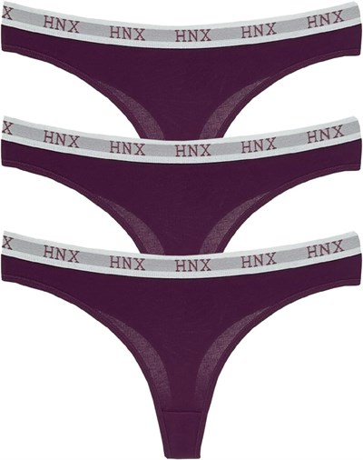 HNX UNDERWEAR 3lü Spor String Külot Mor L hnxNM7962