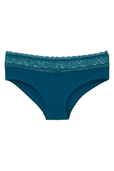 HNX UNDERWEAR Beli Dantelli Yarım Şort Kadın Boxer Külot Petrol L hnxNM6069