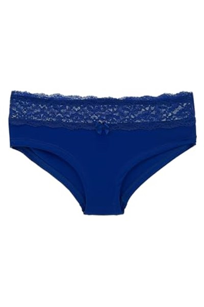 HNX UNDERWEAR Beli Dantelli Yarım Şort Kadın Boxer Külot Saks M hnxNM6085