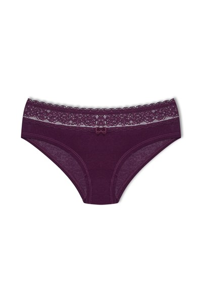 HNX UNDERWEAR Beli Dantelli Yarım Şort Kadın Boxer Külot Mor L hnxNM6076
