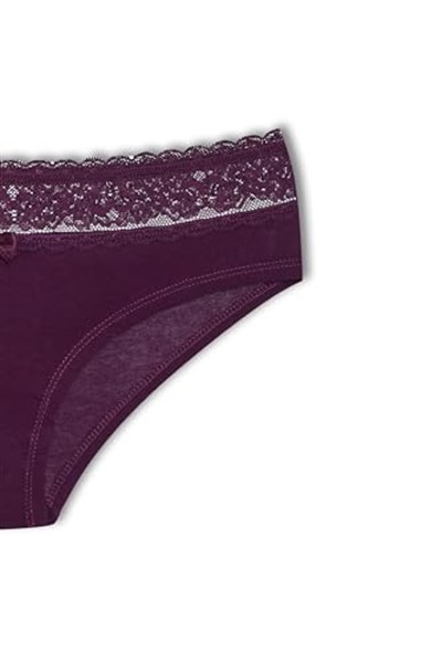 HNX UNDERWEAR Beli Dantelli Yarım Şort Kadın Boxer Külot Mor L hnxNM6076