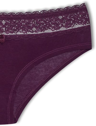 HNX UNDERWEAR Beli Dantelli Yarım Şort Kadın Boxer Külot Mor L hnxNM6076