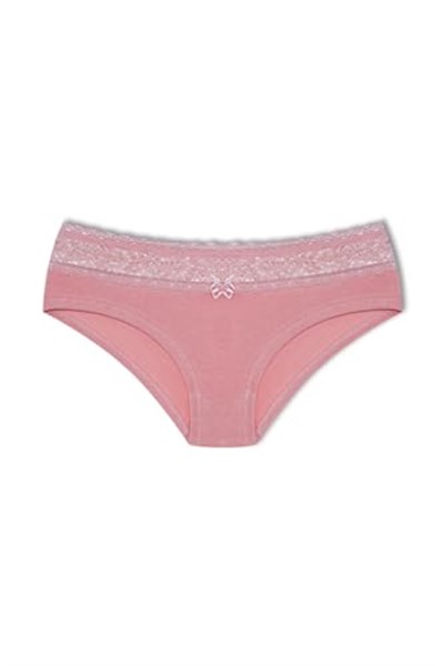 HNX UNDERWEAR Beli Dantelli Yarım Şort Kadın Boxer Külot Pudra L hnxNM6084