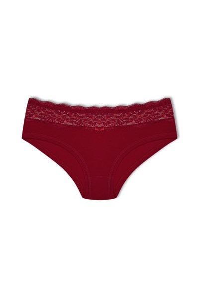 HNX UNDERWEAR Beli Dantelli Yarım Şort Kadın Boxer Külot Bordo L hnxNM6074
