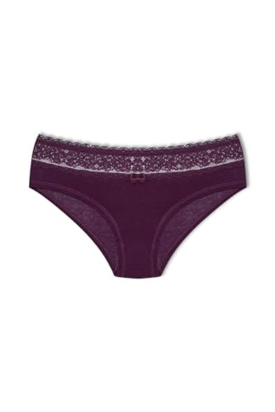 HNX UNDERWEAR Beli Dantelli Yarım Şort Kadın Boxer Külot Mor L hnxNM6076