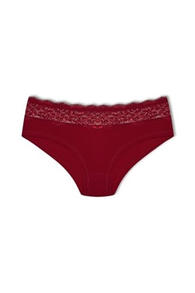 HNX UNDERWEAR Beli Dantelli Yarım Şort Kadın Boxer Külot Bordo L hnxNM6074