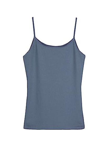 HNX UNDERWEAR Pamuklu Fitilli Dokulu İnce Askılı Kadın Atlet (Denim, M)