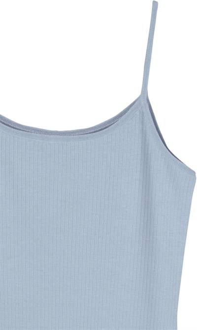 HNX UNDERWEAR Pamuklu Fitilli Dokulu İnce Askılı Kadın Atlet (Navy, L)