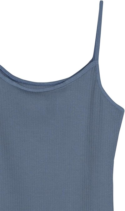HNX UNDERWEAR Pamuklu Fitilli Dokulu İnce Askılı Kadın Atlet (Denim, M)