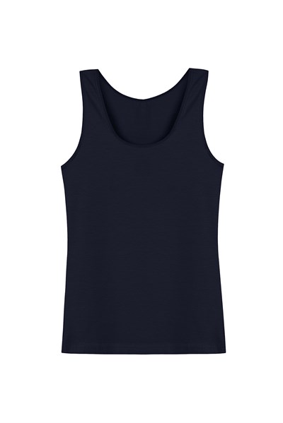 HNX UNDERWEAR Pamuklu Kalın Askılı Kadın Atlet (Lacivert, M)
