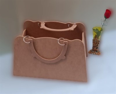 Hobi 90069 Dekoratif Bayan Çantası Ahşap MDF HAM El Yapımı