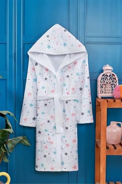 HOME Çapa Desen Dijital Baskılı Genç Çocuk Bornozu